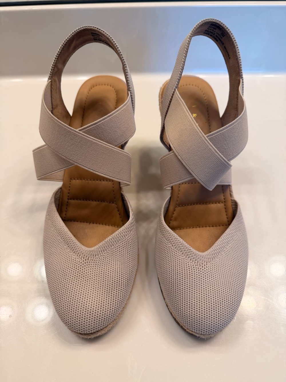 Kelly & Katie Light Beige Crisscross Espadrille Slingbacks